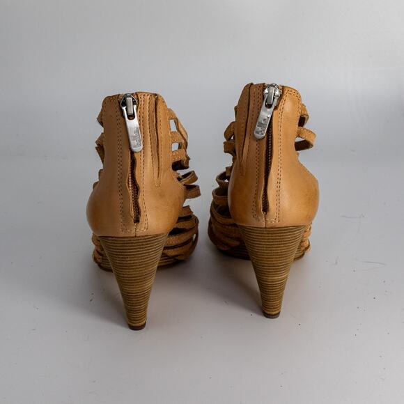 Belle Sigerson Morrison Wedge Sandals Tan Leather Gladiator US 6 EUC - Picture 6 of 14